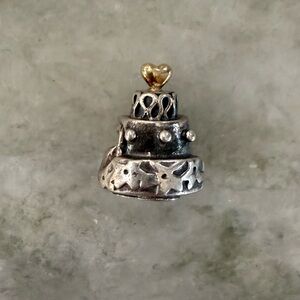 Pandora silver and gold wedding cake bead